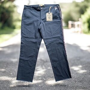NEW Democracy Navy Blue Striped Raw Hem Chino‎ Pants Size 14 NWT